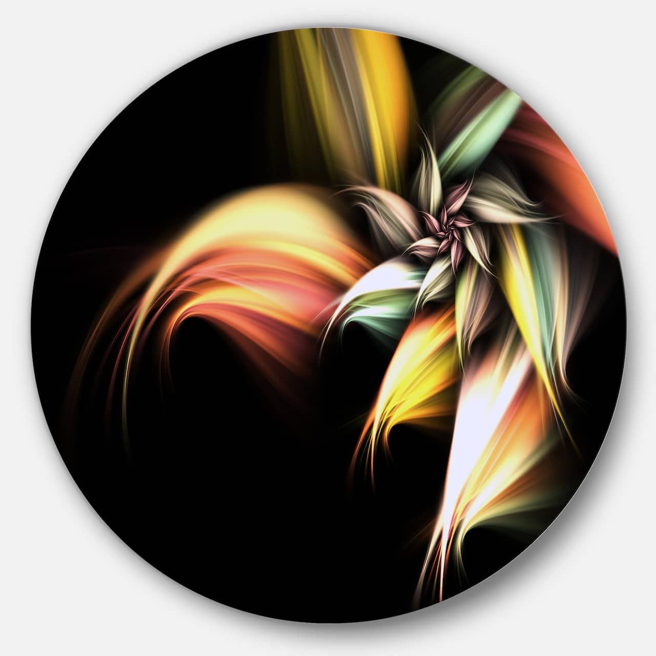 Designart - Light Orange Pink Glossy Flower' Large Floral Metal Circle Wall Art